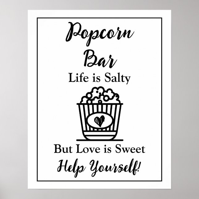 Popcorn-Bar | Hochzeitszeichen Poster (Vorne)