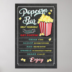 Popcorn-Bar-Menü Party-Schild Poster