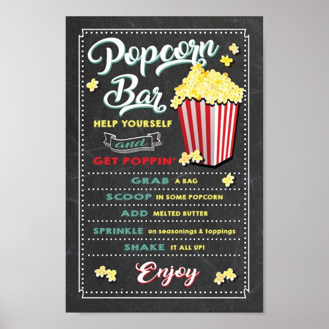 Popcorn Bar Menu Party Sign Poster (Vorne)