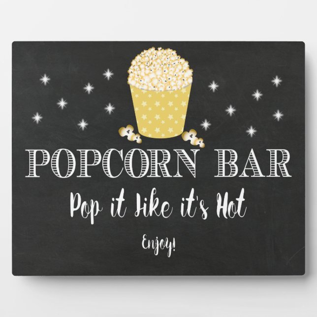 Popcorn Bar Sign Table Easel Fotoplatte (Vorderseite)