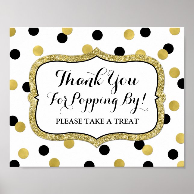 Popcorn Bar Sign White Black Confetti Poster (Vorne)