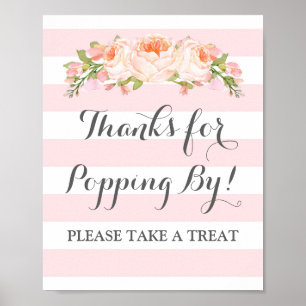 Popcorn Bar Signieren Rosa Blume Streifen Poster