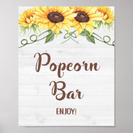 POPCORN BAR Sonnenblumendusche oder Party-Zeichen Poster