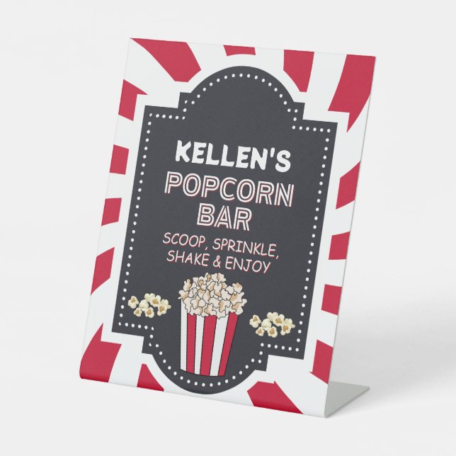 Popcorn Bar - Tafelschild für Party Sockelschild (Vorderseite)