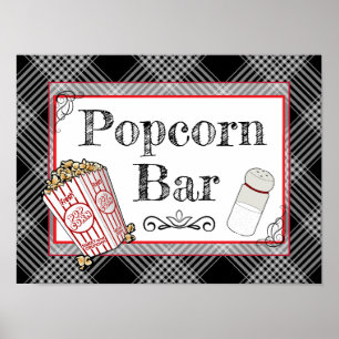 Popcorn Bar Wedding oder Baby Shower Sign Poster