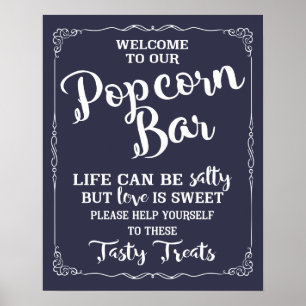 Popcorn Bar wedding sign elegante Tafel Poster