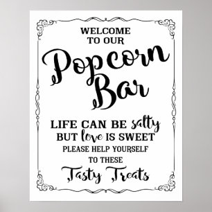 Popcorn Bar wedding sign elegante Tafel Poster