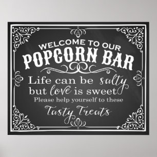 Popcorn Bar wedding sign elegante Tafel Poster