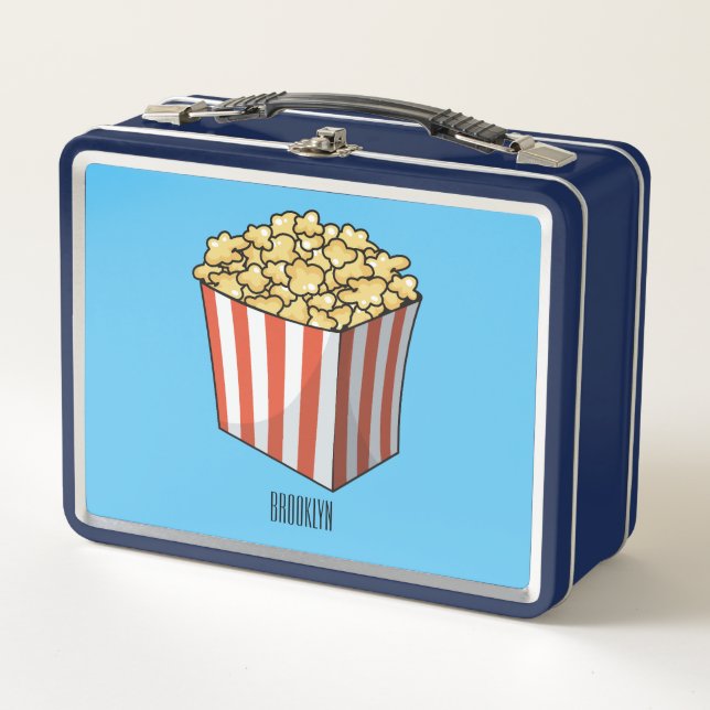Popcorn-Cartoon-Abbildung Metall Brotdose (Vorderseite)