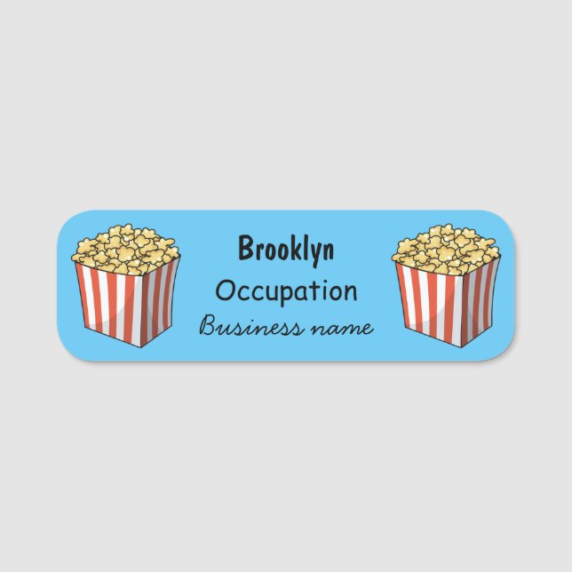 Popcorn-Cartoon-Abbildung Namensschild (Vorderseite)