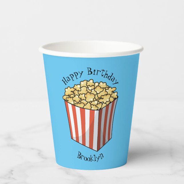 Popcorn-Cartoon-Abbildung Pappbecher (Vorderseite)