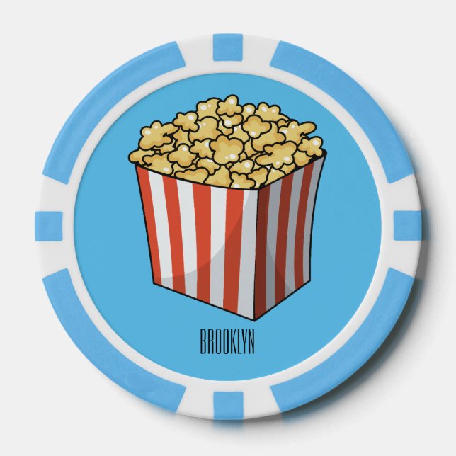 Popcorn-Cartoon-Abbildung Pokerchips (Vorderseite)