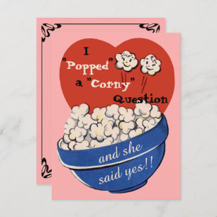 Popcorn Corny Frage, Niedlich Retro Save the Date Einladung