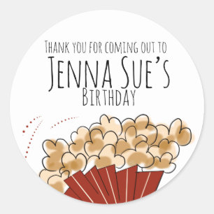 Popcorn Doodle Movie Outdoor Party Geburtstag Runder Aufkleber
