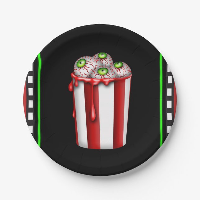 Popcorn Eyeball Halloween Fright Night Party Pappteller (Vorderseite)