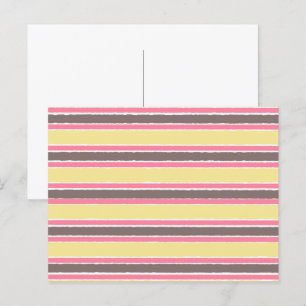 Popcorn Gelb Bubblegum Rosa Kaffee Braun Streifen Postkarte
