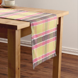 Popcorn Gelbbblegum Pink Kaffeebrot Kariert Kurzer Tischläufer