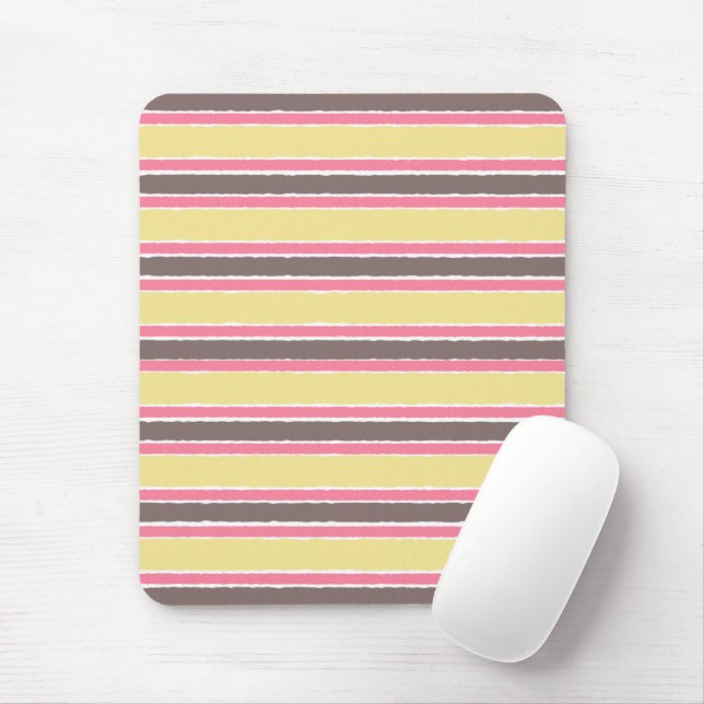 Popcorn Gelbes Bubblegum Pink Kaffee Brown Streife Mousepad (Mit Mouse)