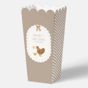 Popcorn Gingham Cottagecore Henne Küken Babyparty Geschenkschachtel