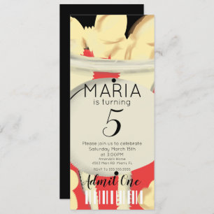 Popcorn Hand Dravies Ticket Style Party I Einladung