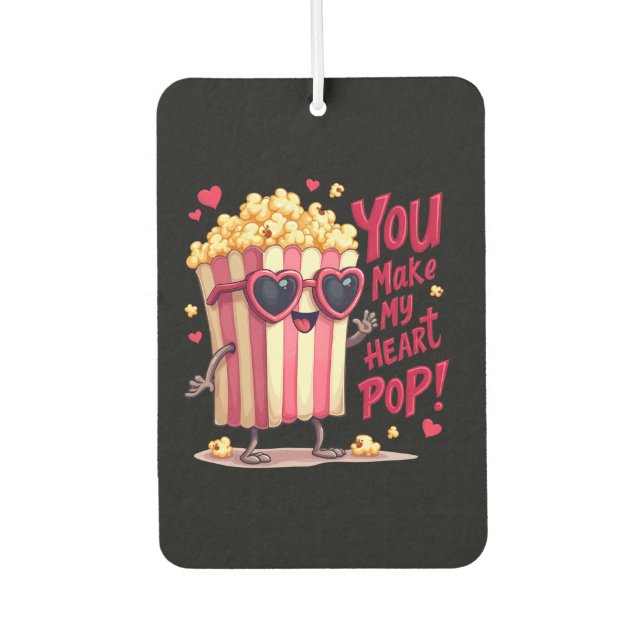 Popcorn Heart Pop Valentine Design Autolufterfrischer (Vorderseite)