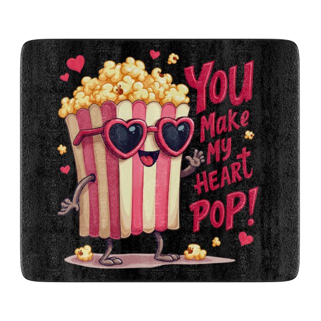 Popcorn Heart Pop Valentine Design Schneidebrett (Vorderseite)