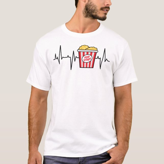 Popcorn Heartbeat Filmabend Snacks T-Shirt (Vorderseite)