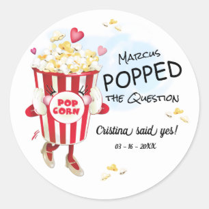Popcorn Heiratsantrag Pop The Question Runder Aufkleber