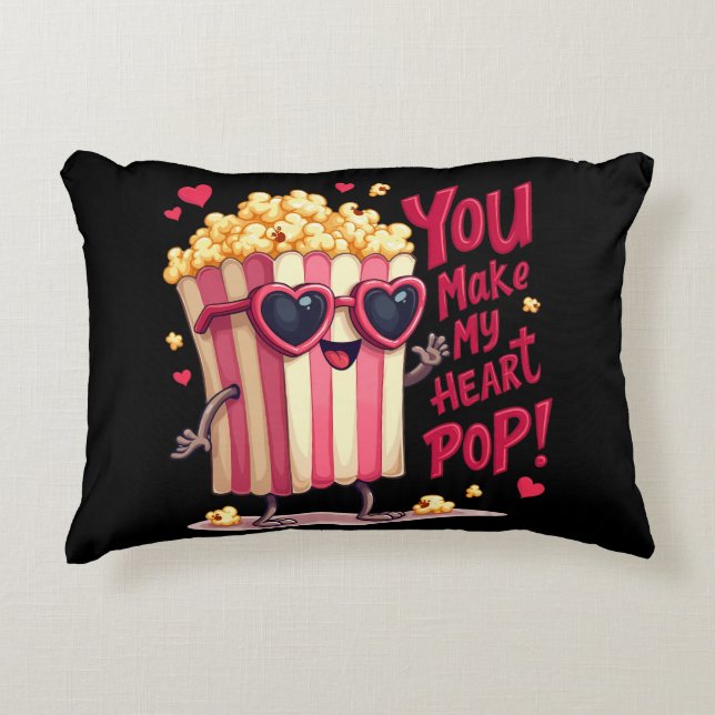 Popcorn-Herz-Pop-Valentins-Design Dekokissen (Vorderseite)
