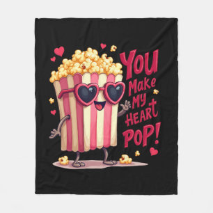 Popcorn-Herz-Pop-Valentins-Design Fleecedecke