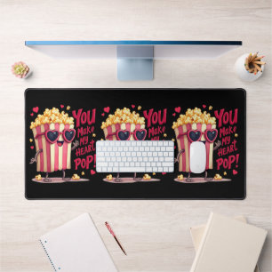 Popcorn-Herz-Pop-Valentins-Design Schreibtischunterlage