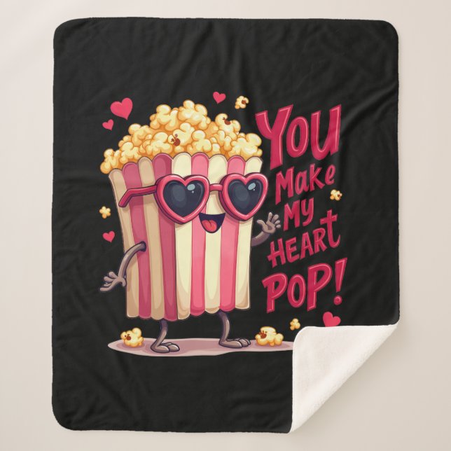 Popcorn-Herz-Pop-Valentins-Design Sherpadecke (Vorderseite)
