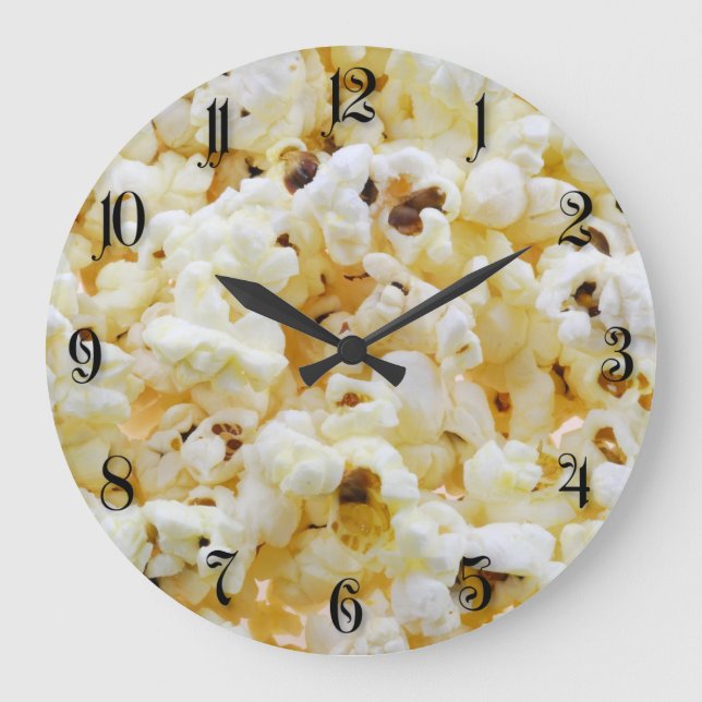 Popcorn-Hintergrund Große Wanduhr (Vorderseite)