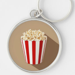 Popcorn in einer rot-weiß gestreiften Tube Schlüsselanhänger