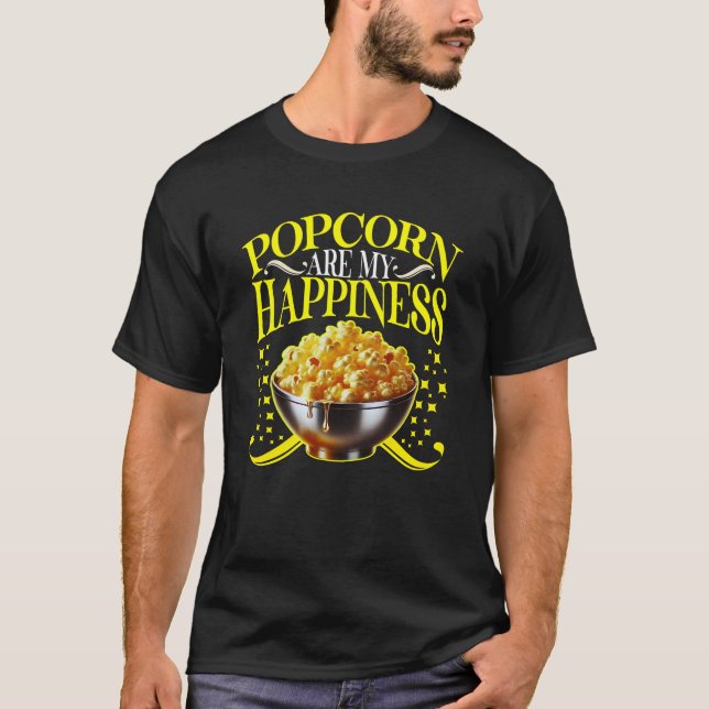 Popcorn ist mein Glück T-Shirt (Vorderseite)