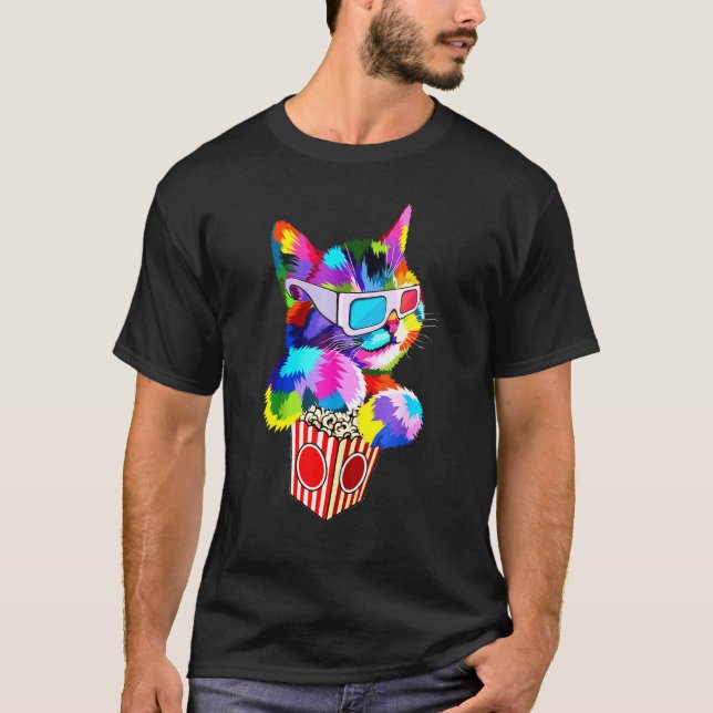 Popcorn-Katzen-Idee für Kätzchen Buntes Kätzchen T-Shirt (Vorderseite)
