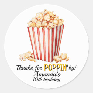 Popcorn-Kino-Abend-Geburtstags-Aufkleber Runder Aufkleber