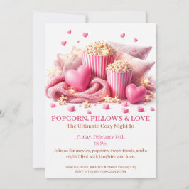 Popcorn-Kissen und Liebe - Gemütliche Filmnacht-Pa Einladung