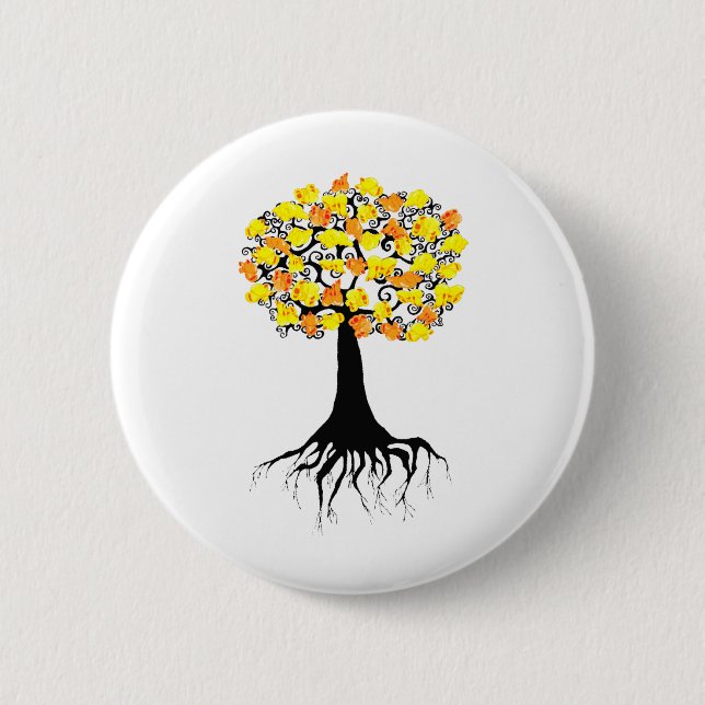 Popcorn, knallend auf dem Aprikosen-Baum Button (Vorderseite)