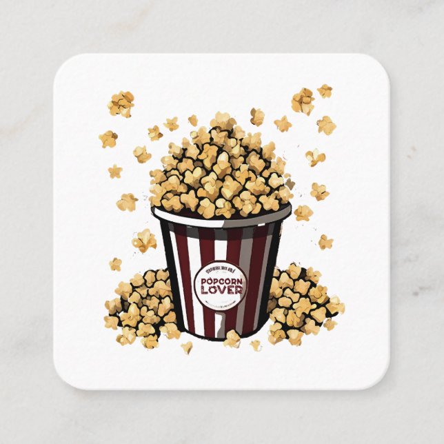 Popcorn Lover Quadratische Visitenkarte (Vorderseite)