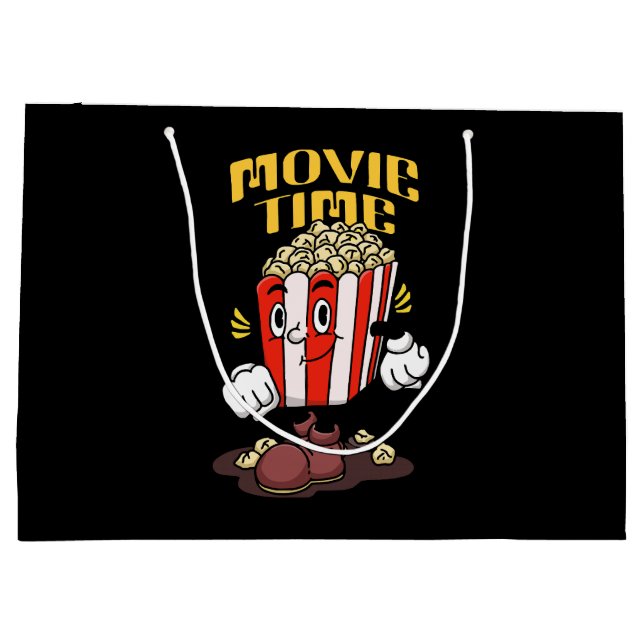 Popcorn Mascot Cartoon Große Geschenktüte (Rückseite)