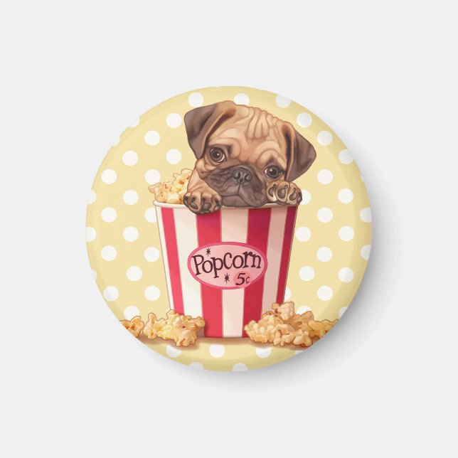 Popcorn-Mops Magnet (Vorne)