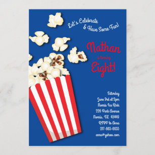 Popcorn Movie Theater Kindergeburtstag Party Einladung