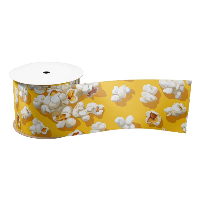 Popcorn-Muster auf gelbem Hintergrund Satinband (Spule)
