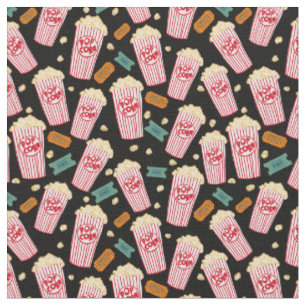Popcorn Muster Movie Night Theater Spaß Schwarz Stoff