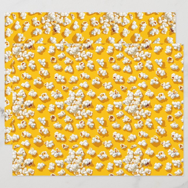 Popcorn Muster Yellow Background Scrapbook Paper (Vorne/Hinten)