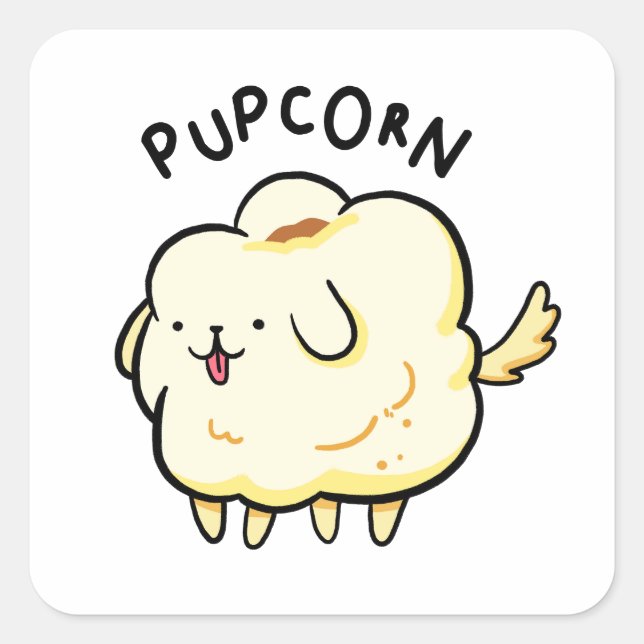 Popcorn Popcorn Puppy Dog Pun Sticker (Vorderseite)