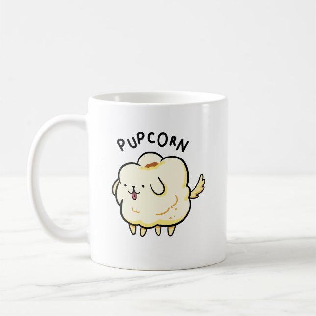 Popcorn Popcorn Puppy Dog Pun Tasse (Links)