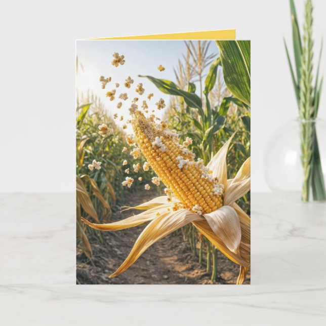 Popcorn poppen auf einem Maiskolben Karte (Vorderseite)