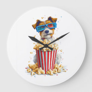 Popcorn Pup � Filmnacht Hund Große Wanduhr